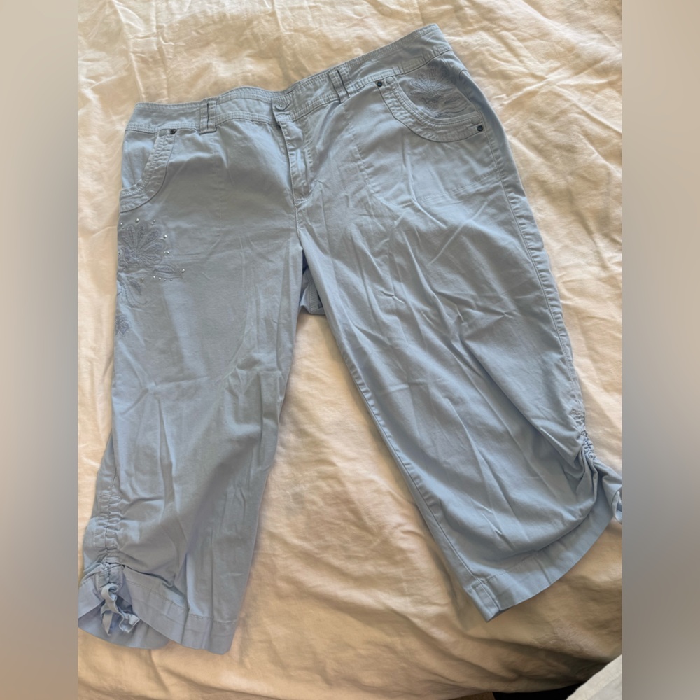 CAPRIS ARE HOT Gloria Vanderbilt Amanda Capris – Light Blue, Size 16W